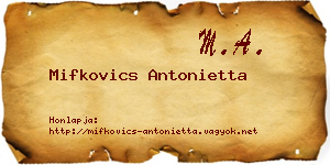 Mifkovics Antonietta névjegykártya